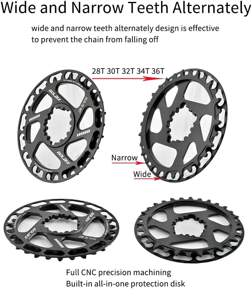 Mountain Bike Crankset,110/127/140/150/155/160MM GXP Bike Crank Arms, Hollow Integrated Folding Bicycle Crank With 28/30/32/34/36T Single Speed Round Narrow Wide Chainring 7-12S With BB (28T,140mm)