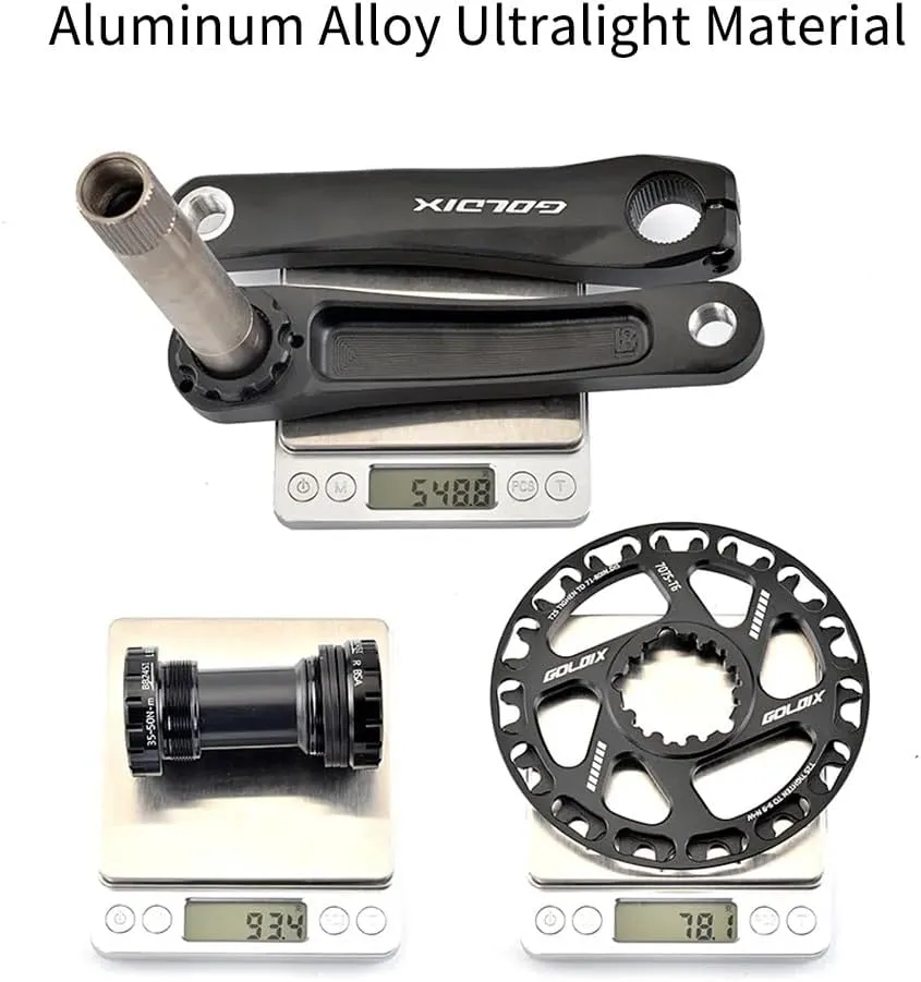 Mountain Bike Crankset,110/127/140/150/155/160MM GXP Bike Crank Arms, Hollow Integrated Folding Bicycle Crank With 28/30/32/34/36T Single Speed Round Narrow Wide Chainring 7-12S With BB (28T,140mm)