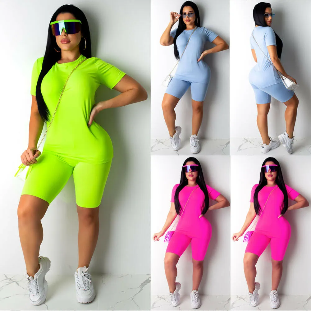 Neon Top Short Pants Workout Clothes