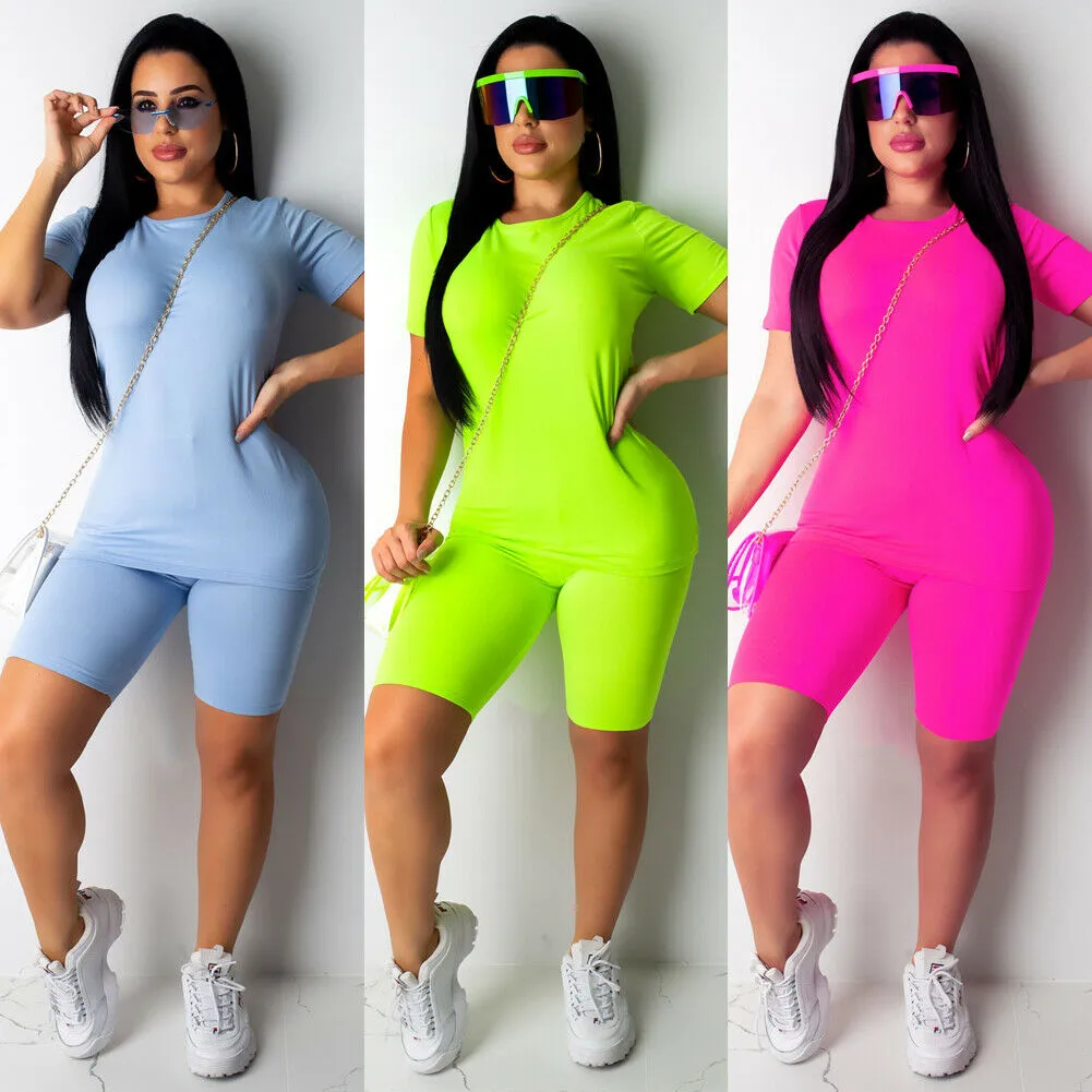 Neon Top Short Pants Workout Clothes