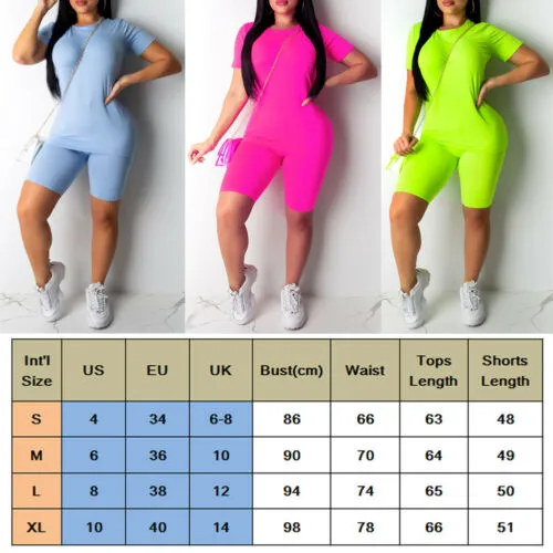 Neon Top Short Pants Workout Clothes