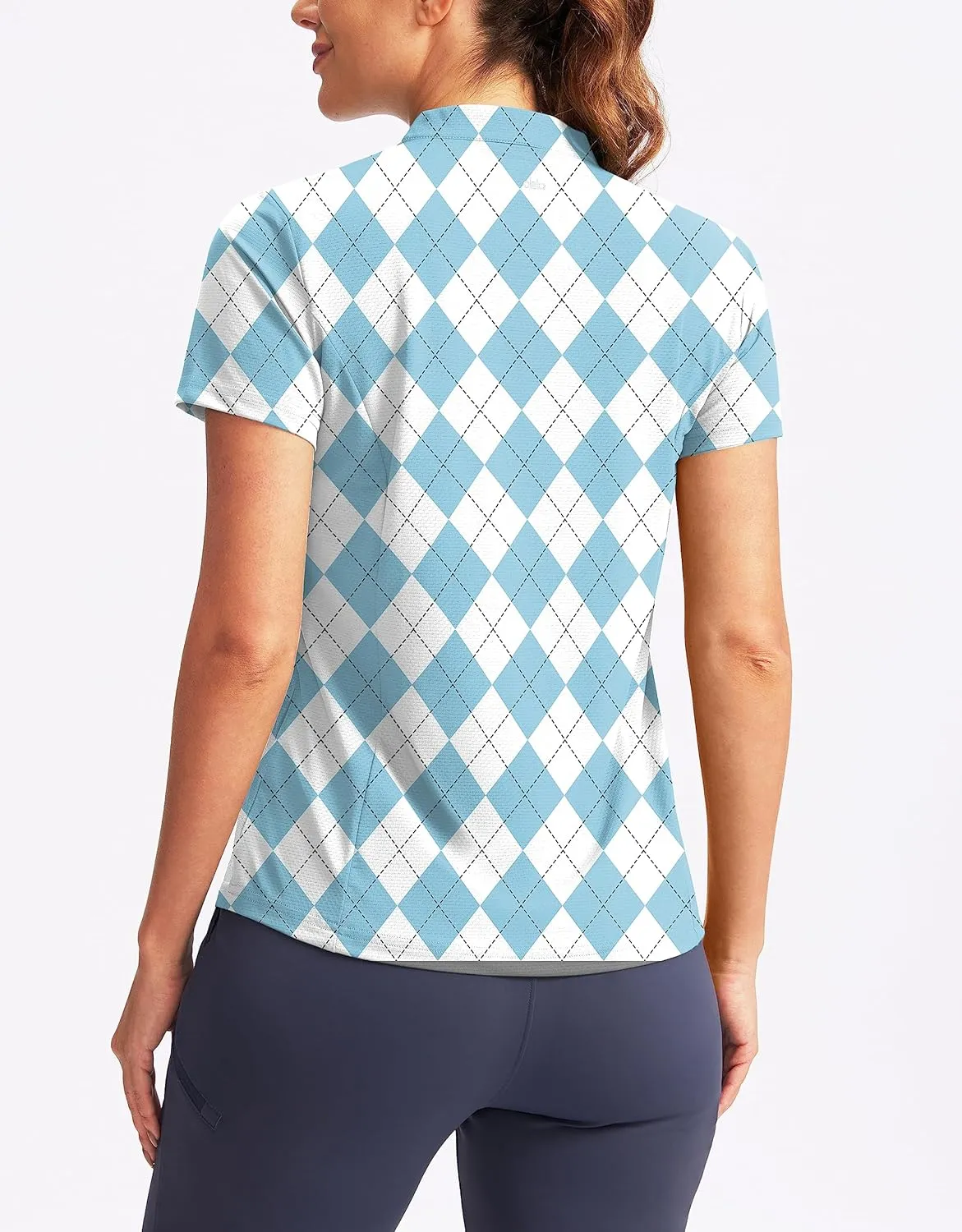 Obla Women's Golf Polo Shirt V-Neck Short Sleeve Collarless Quick Dry Tennis Running T Shirt Golf Tops for Women