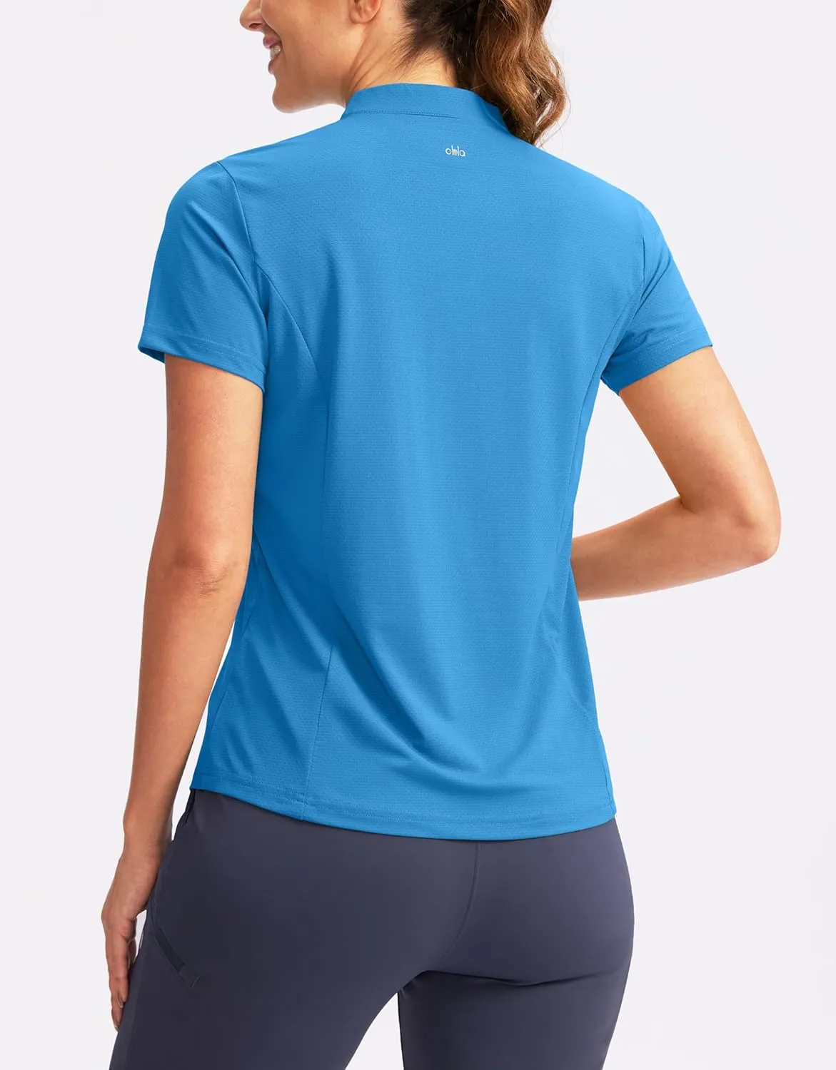 Obla Women's Golf Polo Shirt V-Neck Short Sleeve Collarless Quick Dry Tennis Running T Shirt Golf Tops for Women