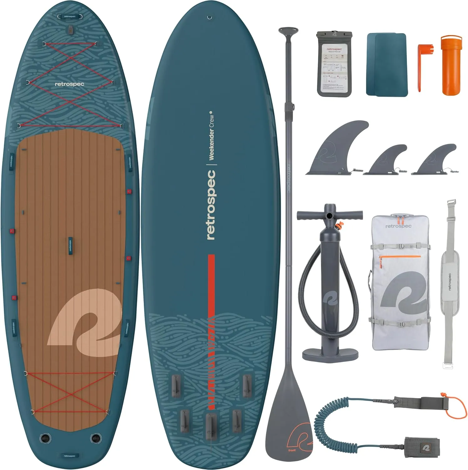 Retrospec Weekender Crew 12 ft & XL Multi Person Paddle Board for 2-5 People, Puncture Resistant & Durable, 500 & 1050 LB Capacity Lightweight iSUP Inflatable Paddle Board