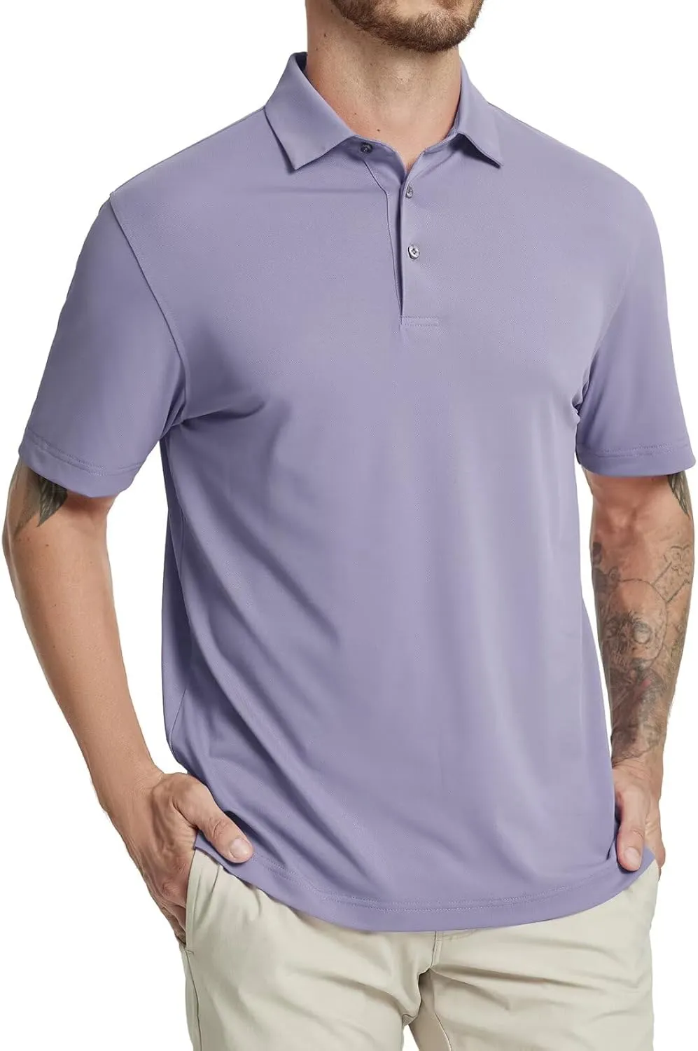 Rouen Golf Shirts for Men Dry Fit Performance Short Sleeve Moisture Wicking Plain Pique Casual Sports Mens Polo Shirts