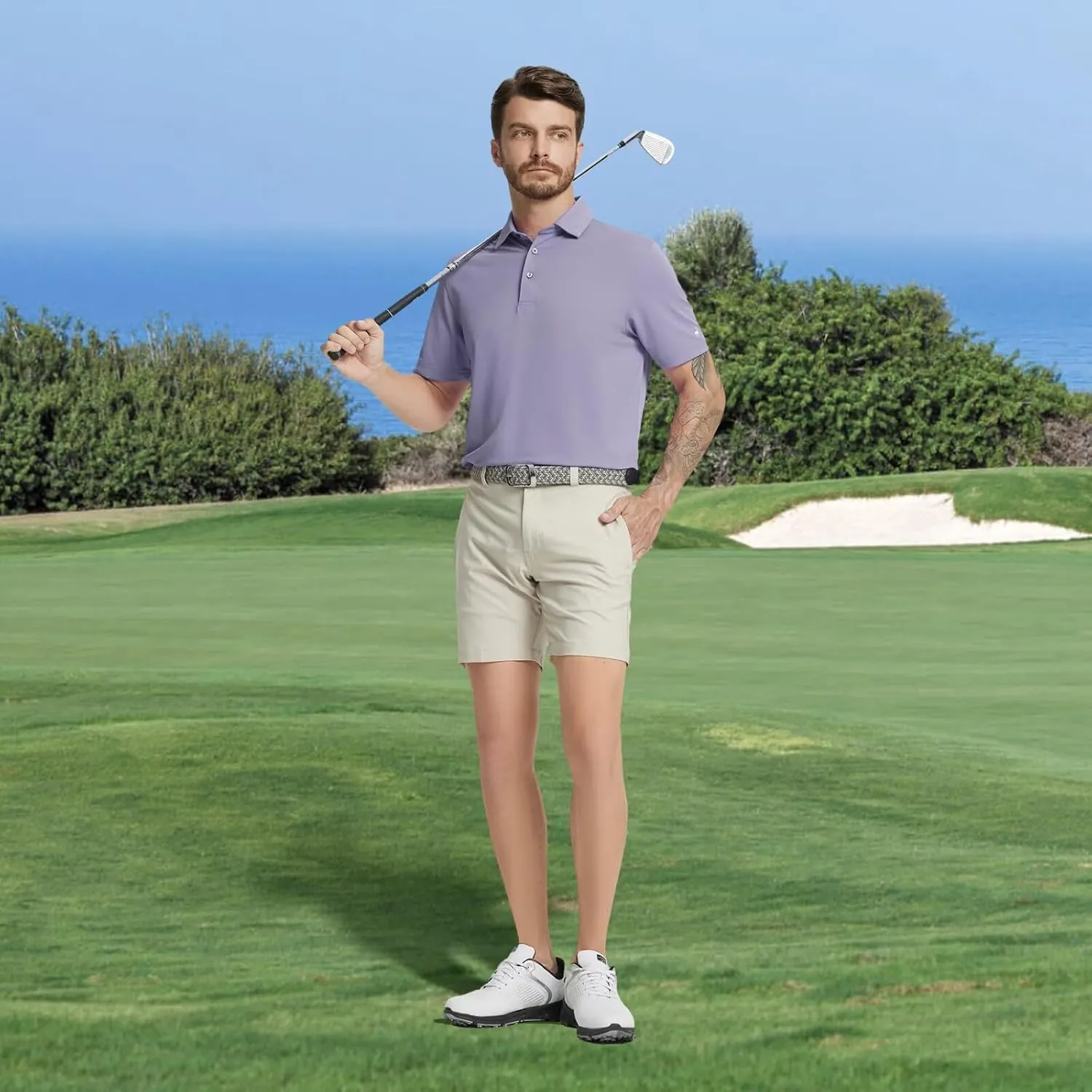 Rouen Golf Shirts for Men Dry Fit Performance Short Sleeve Moisture Wicking Plain Pique Casual Sports Mens Polo Shirts