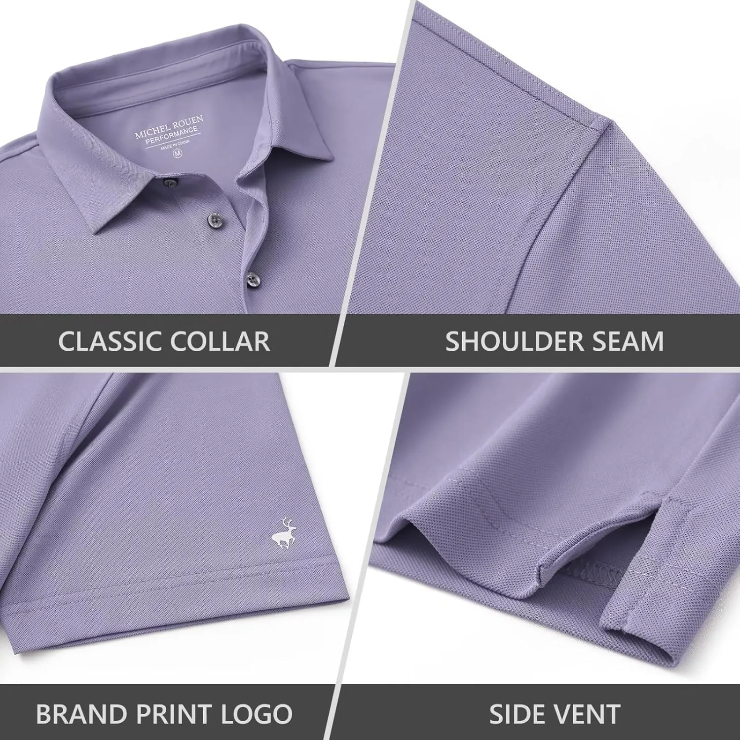 Rouen Golf Shirts for Men Dry Fit Performance Short Sleeve Moisture Wicking Plain Pique Casual Sports Mens Polo Shirts