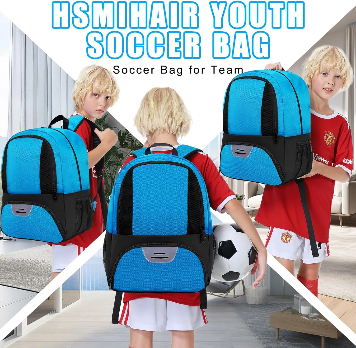 Soccer Bag,Youth Soccer Backpack, Football Volleyball Basketball Backpack fo,Sport Equipment Bags with Shoe compartment