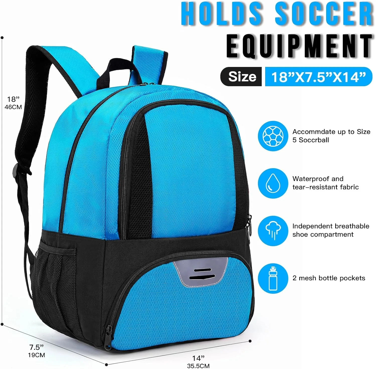 Soccer Bag,Youth Soccer Backpack, Football Volleyball Basketball Backpack fo,Sport Equipment Bags with Shoe compartment