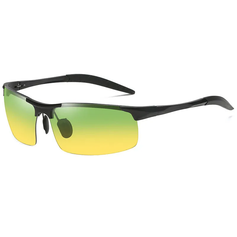Sunglasses sun Shades Aluminum Magnesium Semi Rimless Sports Driving Color Changing Day and Night for Driving unisex