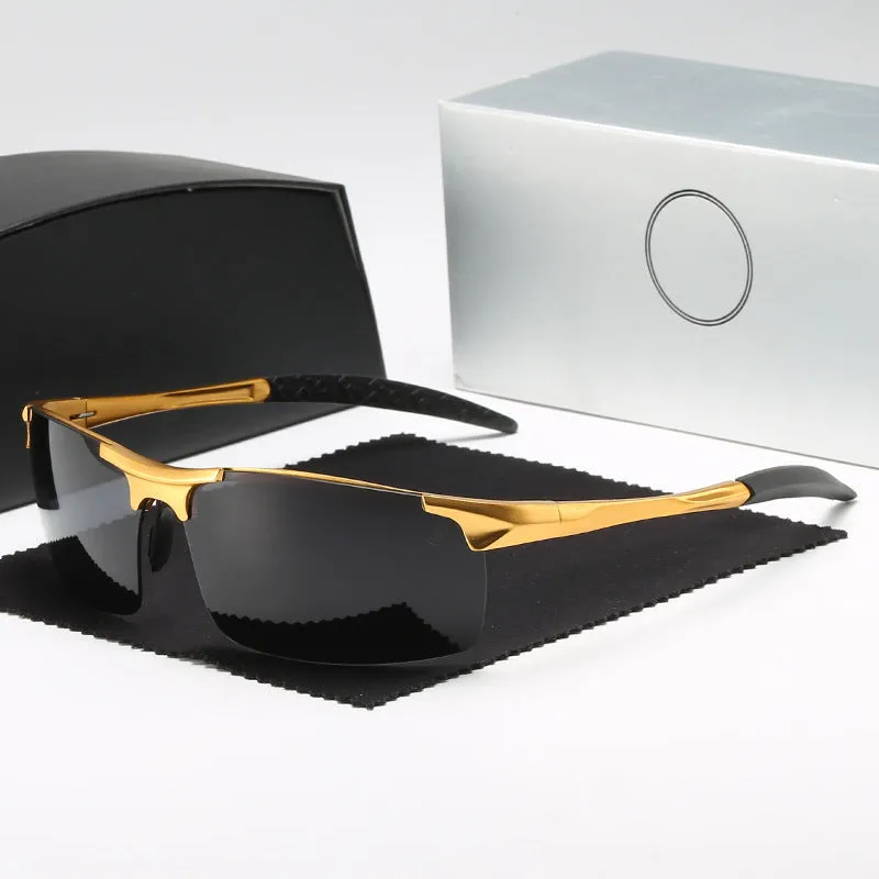 Sunglasses sun Shades Aluminum Magnesium Semi Rimless Sports Driving Color Changing Day and Night for Driving unisex