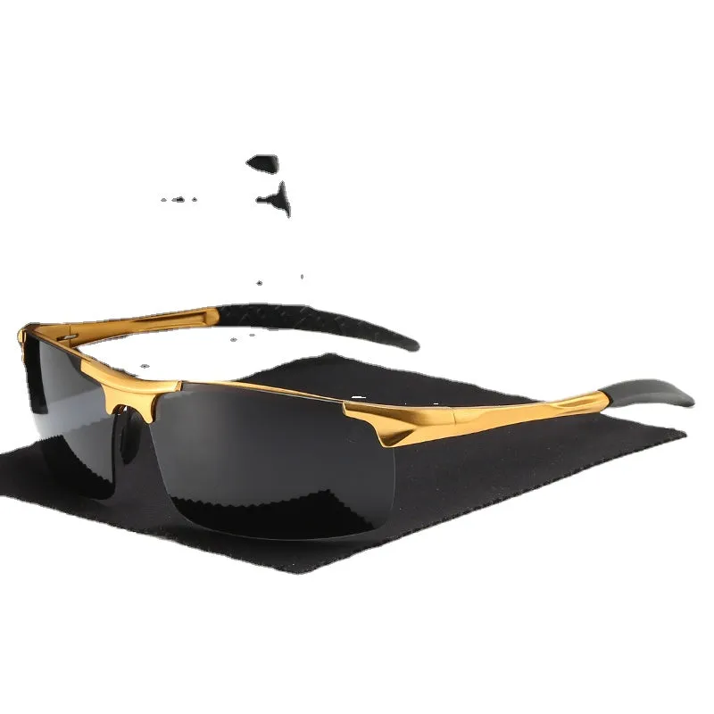 Sunglasses sun Shades Aluminum Magnesium Semi Rimless Sports Driving Color Changing Day and Night for Driving unisex