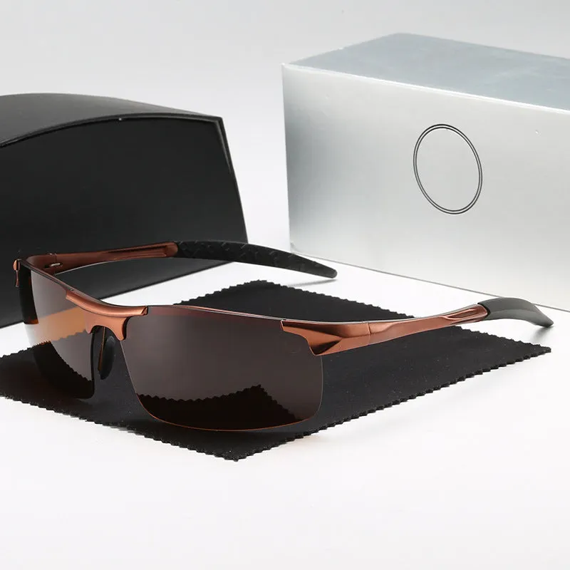 Sunglasses sun Shades Aluminum Magnesium Semi Rimless Sports Driving Color Changing Day and Night for Driving unisex