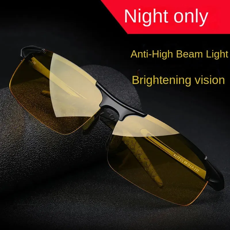 Sunglasses sun Shades Aluminum Magnesium Semi Rimless Sports Driving Color Changing Day and Night for Driving unisex