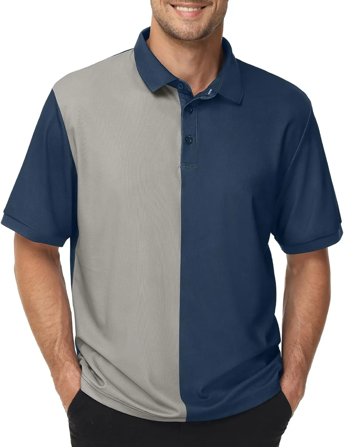 TIHEEN Golf Shirts for Men Dry Fit Performance Polo Short Sleeve Collared Shirt