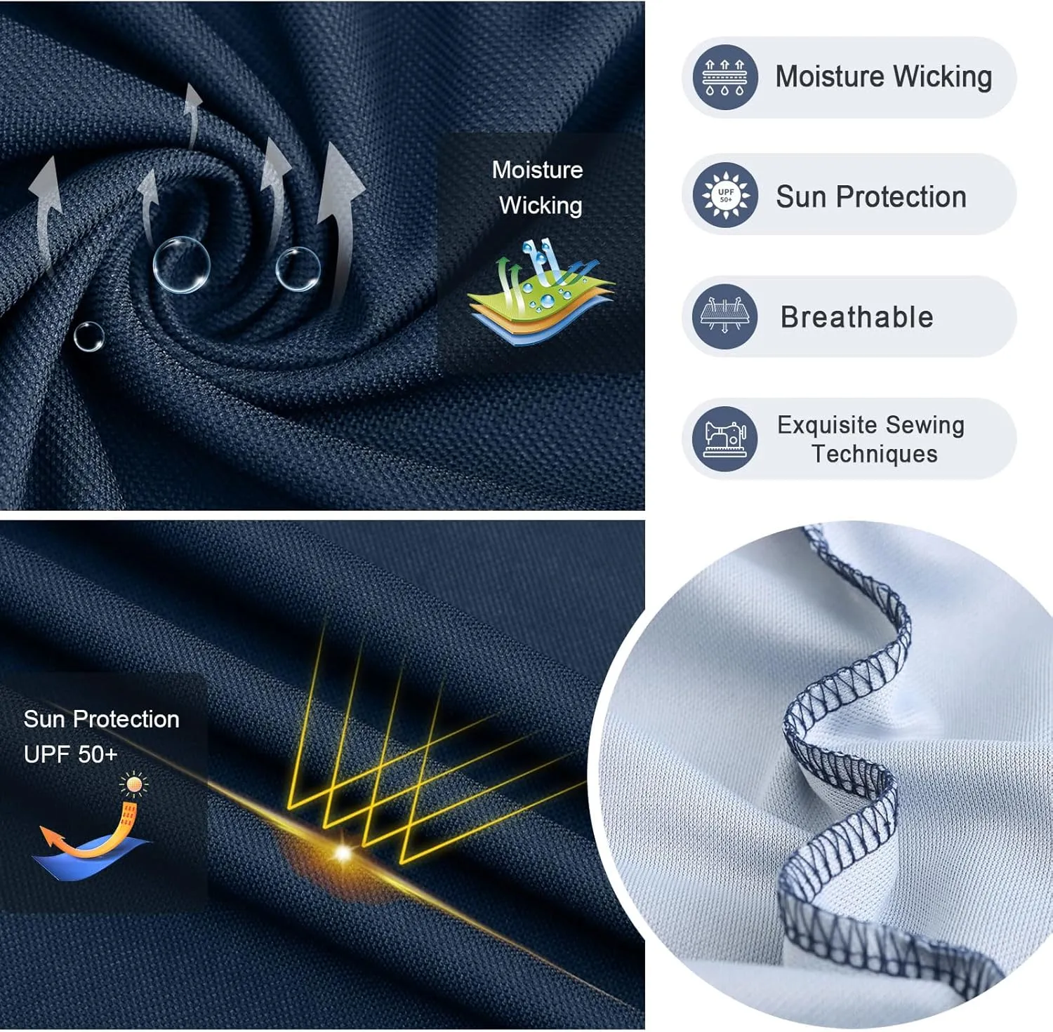 TIHEEN Golf Shirts for Men Dry Fit Performance Polo Short Sleeve Collared Shirt