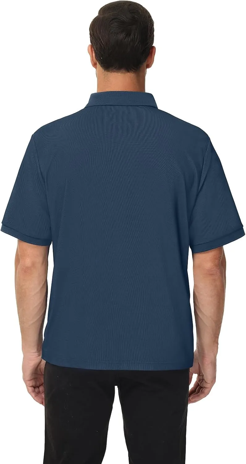TIHEEN Golf Shirts for Men Dry Fit Performance Polo Short Sleeve Collared Shirt
