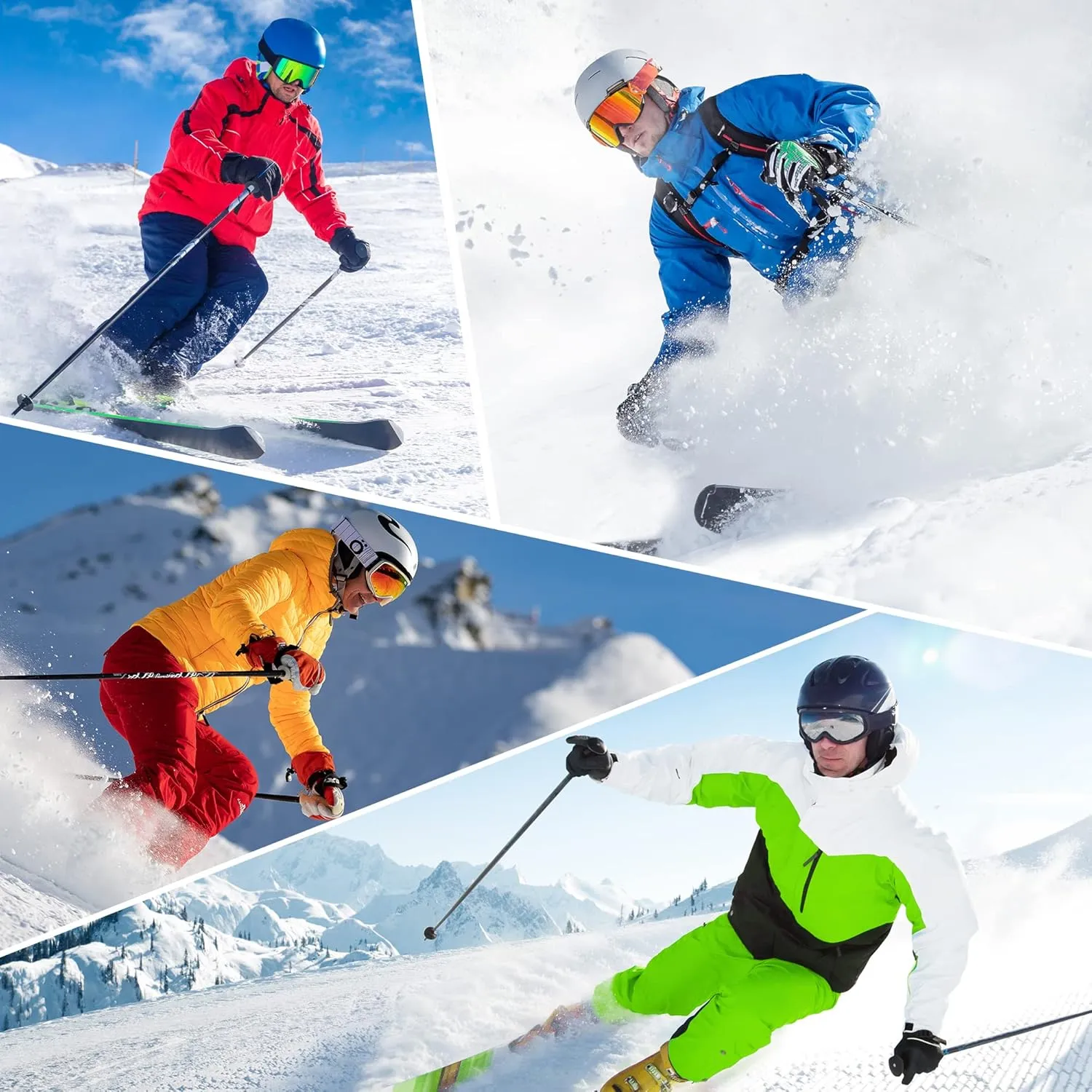 TOREGE Ski Goggles, Snow Goggles with Anti-fog Spherical Lens, OTG Snowboard Goggles for Men Women