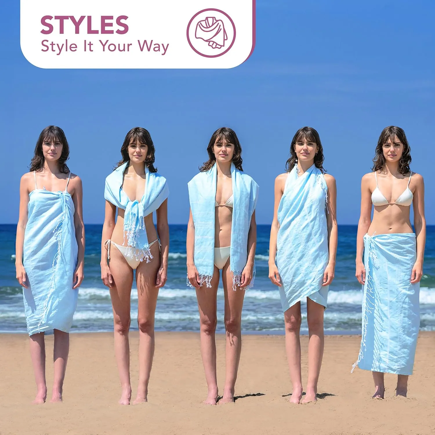 Turkish Beach Towels with Travel Bags - 1/2/4/6 Pack - XL 39 x 71 Cotton Beach Towels - Made in Turkey - Sandfree, Quick Dry, Lightweight and Large Oversized - 2 Pack - White