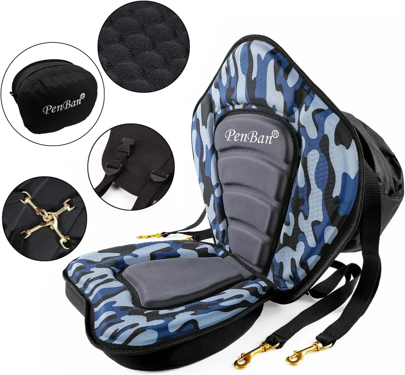 Universal Deluxe Kayak Seat Cushion with Storage Bag for Kayak,Padded Boat,SUP,Canoe,Fishing Boat,Seats with 4 Adjustable Straps