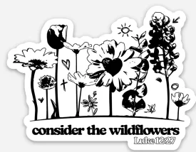 Wildflowers Luke 12:27 Sticker