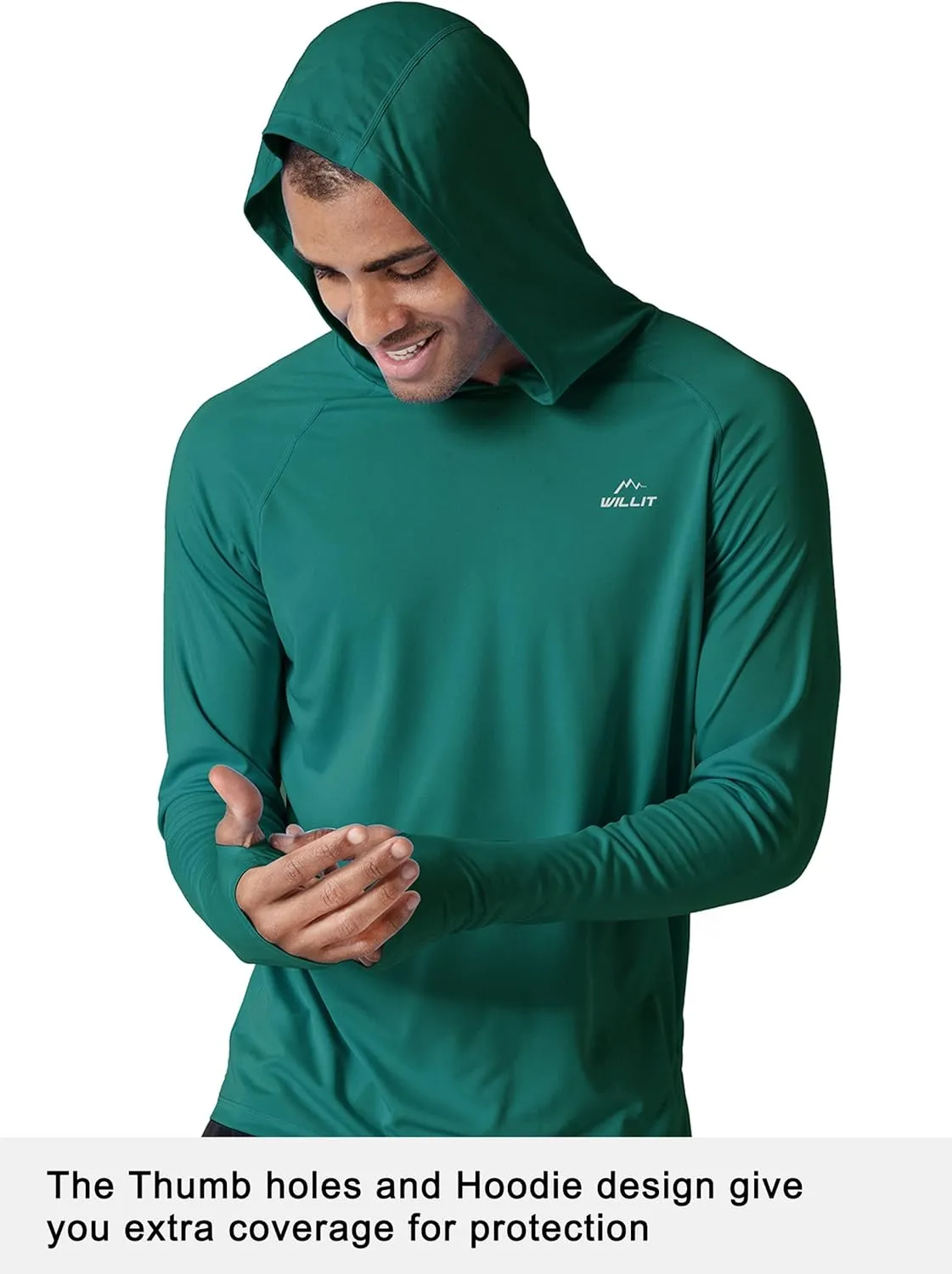 Willit Men's Sun Shirts UPF 50  Rash Guard Long Sleeve Sun Protection Hoodie SPF UV Fishing Lightweight Athletic Running