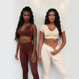 Yoga Set Women's Sports Suit Push Up Crop Top, Running Joggers - Sportswear 2pcs Tracksuit Gym Set Workout Streetwear