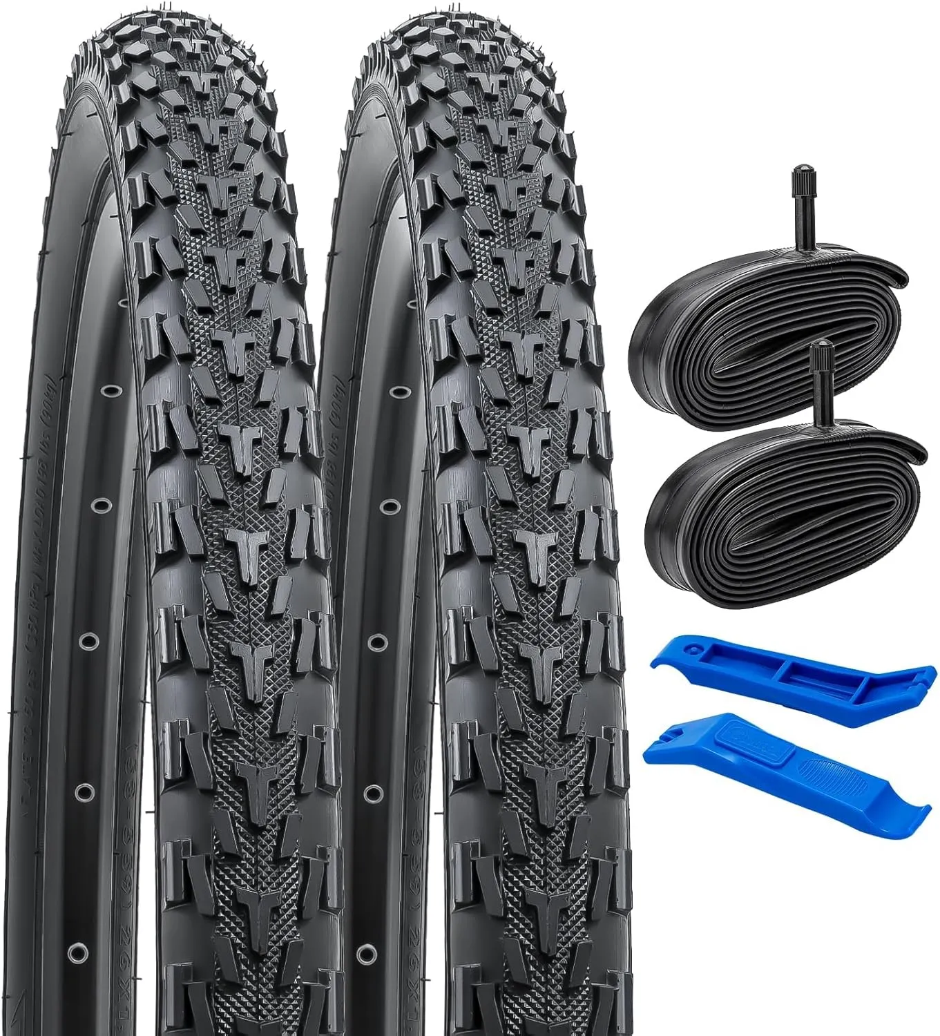 YUNSCM 2-PCS 26" Mountain Bike Tires 26 x 1.95/53-559 and 26" Heavy Duty Bike Tubes Schrader Valve Compatible with Off Road Bike 26x1.90 26x1.95 26x2.0 Bike Bicycle Tires and Tubes (Y-820)